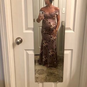 Pink Blush Maternity Dress Gown photo shoot